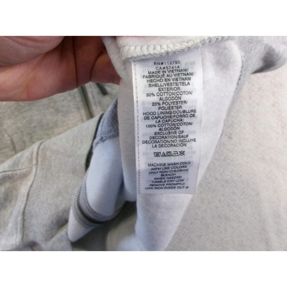 True Religion Mens‎ Large Zip Up Hoodie Gray Terry Applique Horseshoe Logo